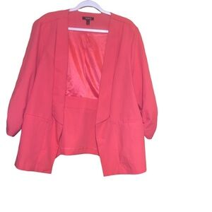 Torrid RUCHED SLEEVE PINK BLAZER STRETCH Open cardigan size 3X